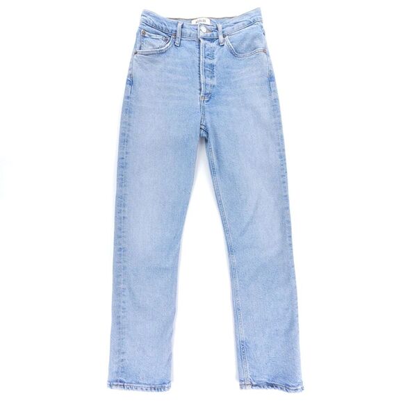 AGOLDE Riley High Rise Straight Crop Jeans Shiver Light Wash Clean Girl Minimal - Picture 1 of 8